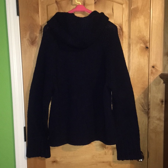 ARMANI EXCHANGE AX 2-Pocket Navy Lambswool Zip Cardigan Hooded Jacket EUC Men L - Picture 4 of 11